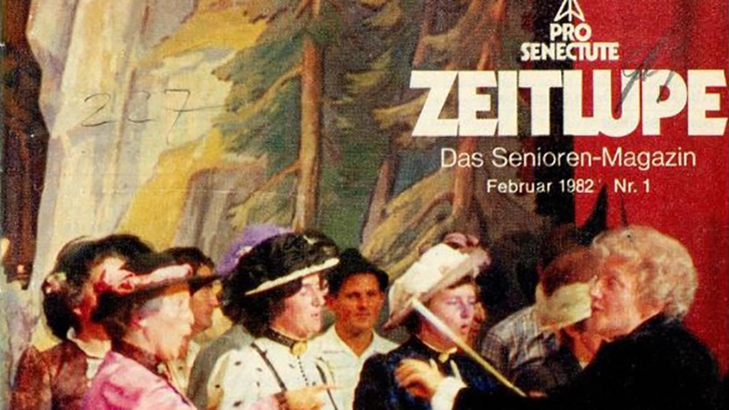 Altes Zeitlupe-Cover mit gemalten Seniorinnen und Senioren