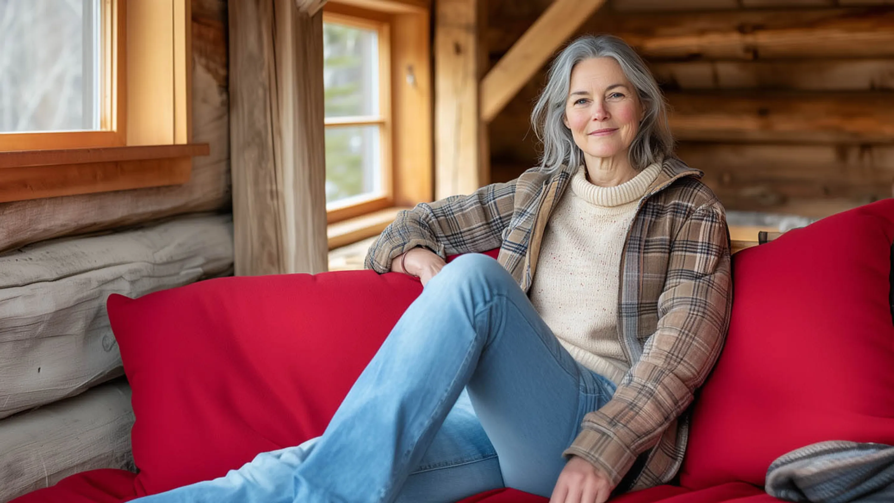 Eine entspannte Senioin geniesst ihre Pensionierung 